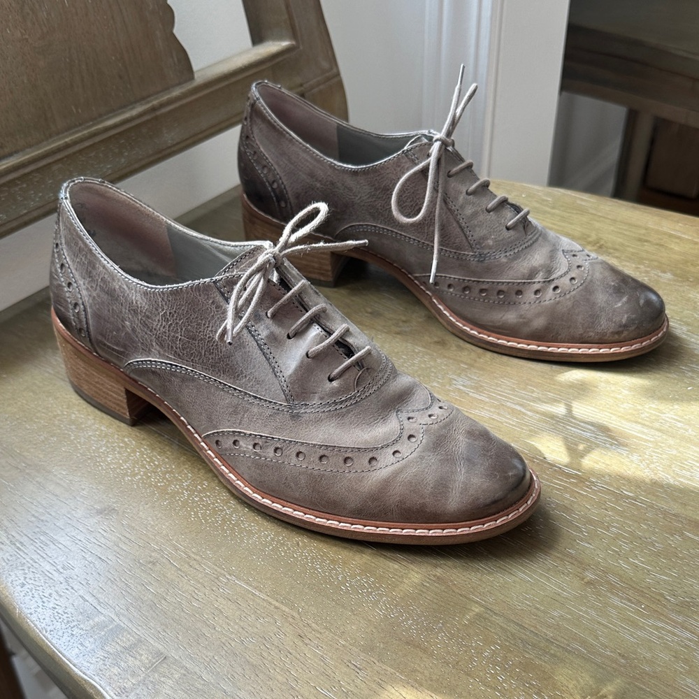 Paul Green Taupe Leather Women's Loafers